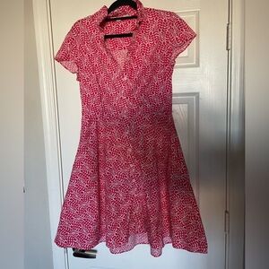 Boden Pink and White Patterned Dress